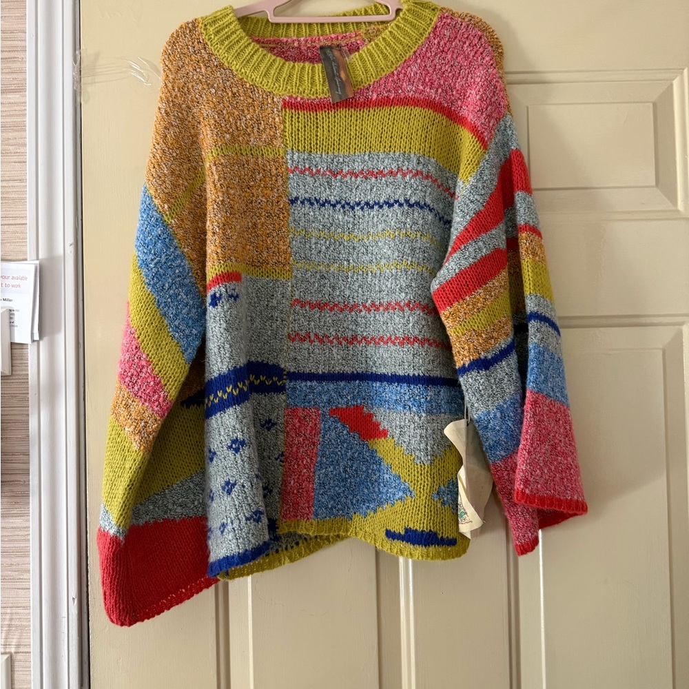 Aratta Silent Journey Multicolor Patchwork Oh-so-soft Knit Sweater - Picture 14 of 16